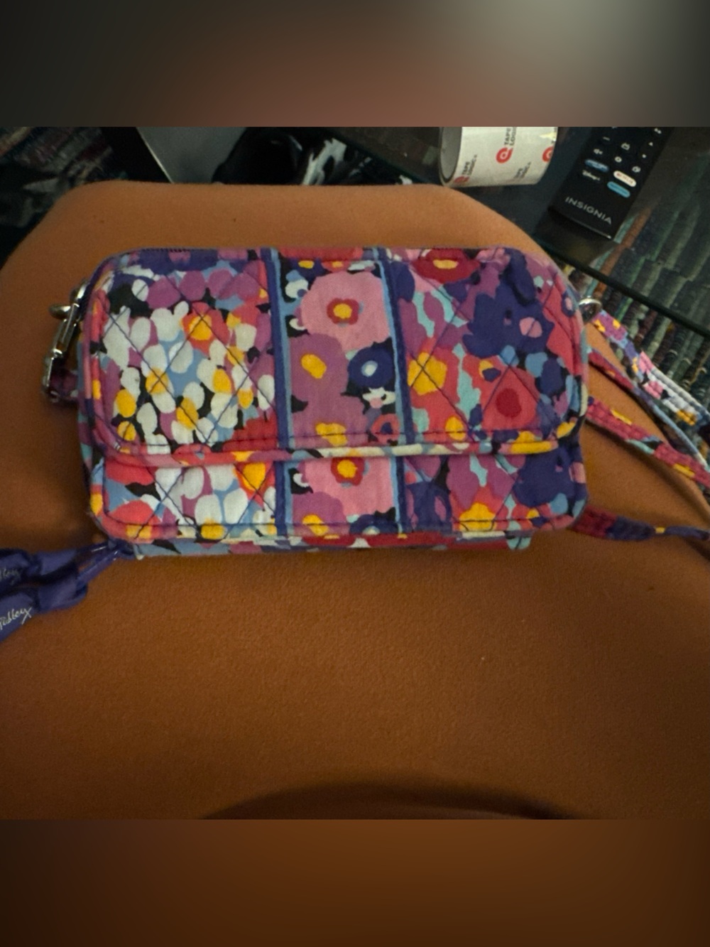 Vera Bradley Quilted Floral Wallet in Pink, Purple & Blue